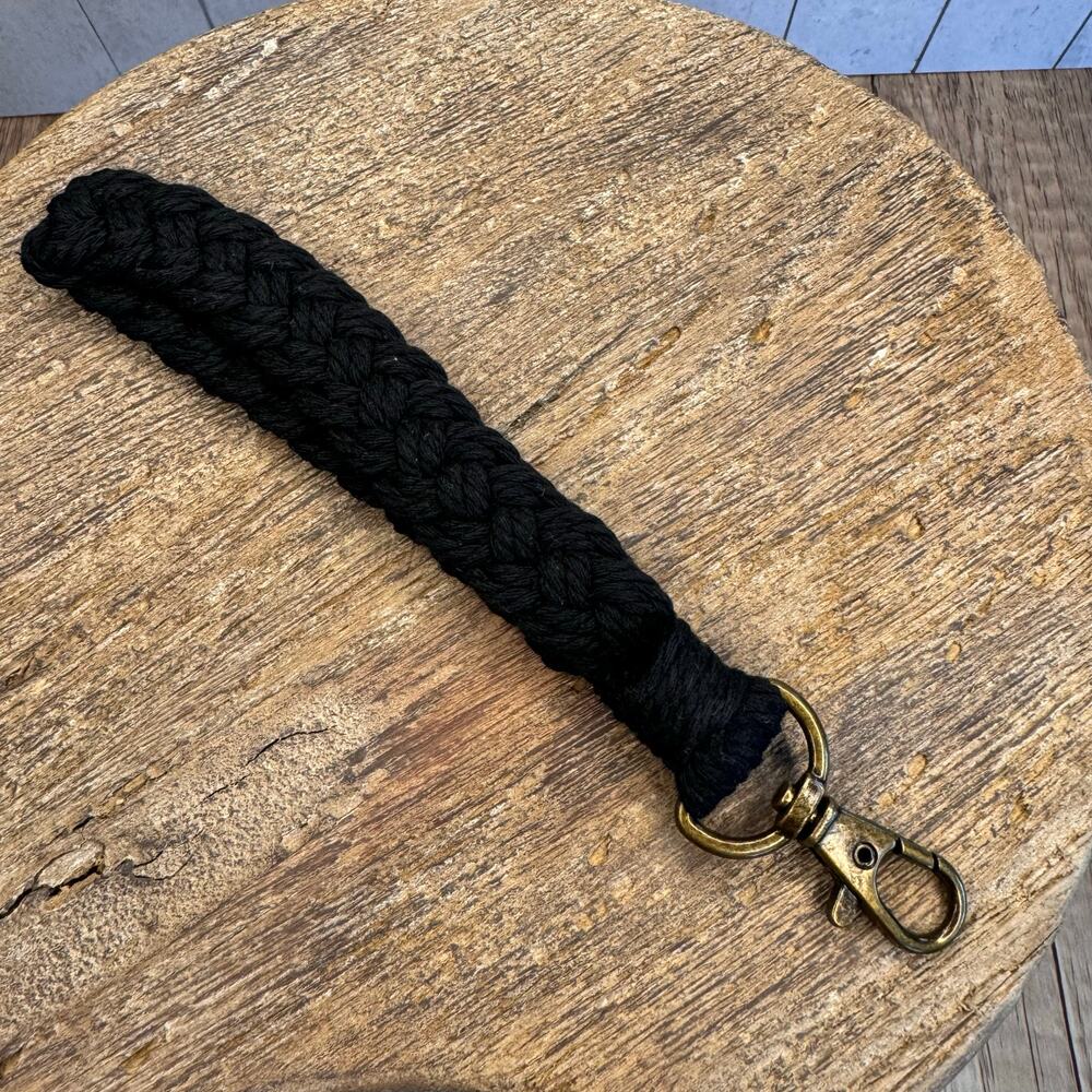 Black Wristlet Purse Strap Macrame Bag Charm Keychain Accessory NEW